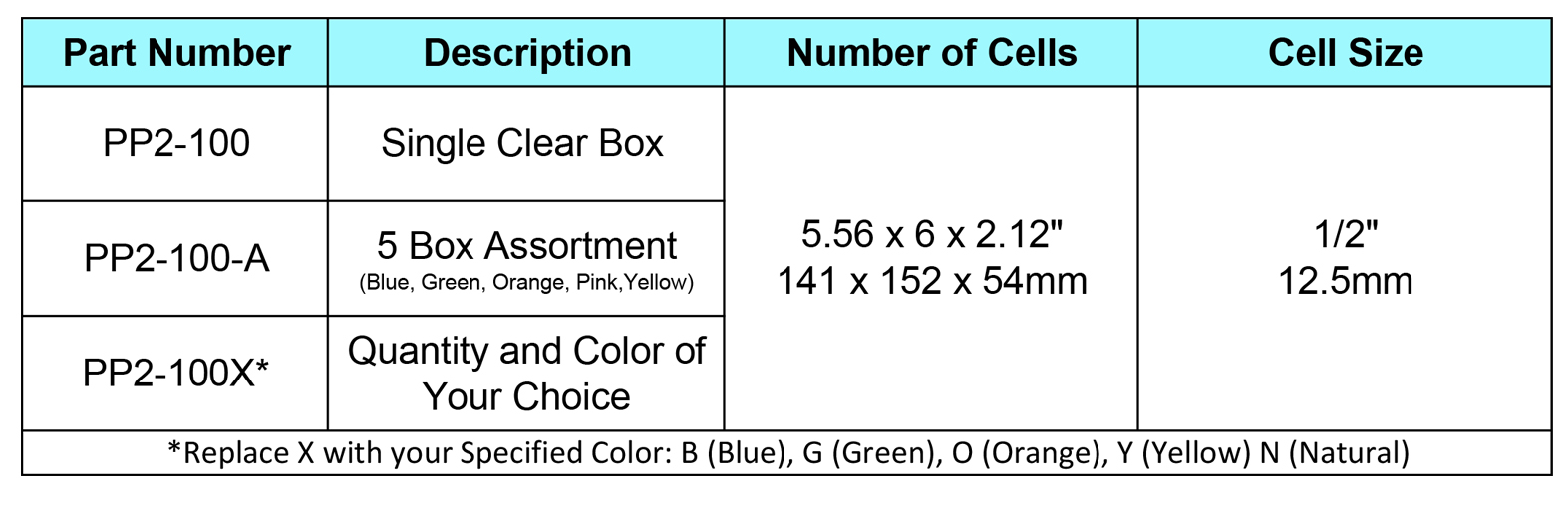 145634 - Cryogenic Storage Box, Hinged Lid, 100 Tube Capacity, Assorted  Colors, 5 per Case